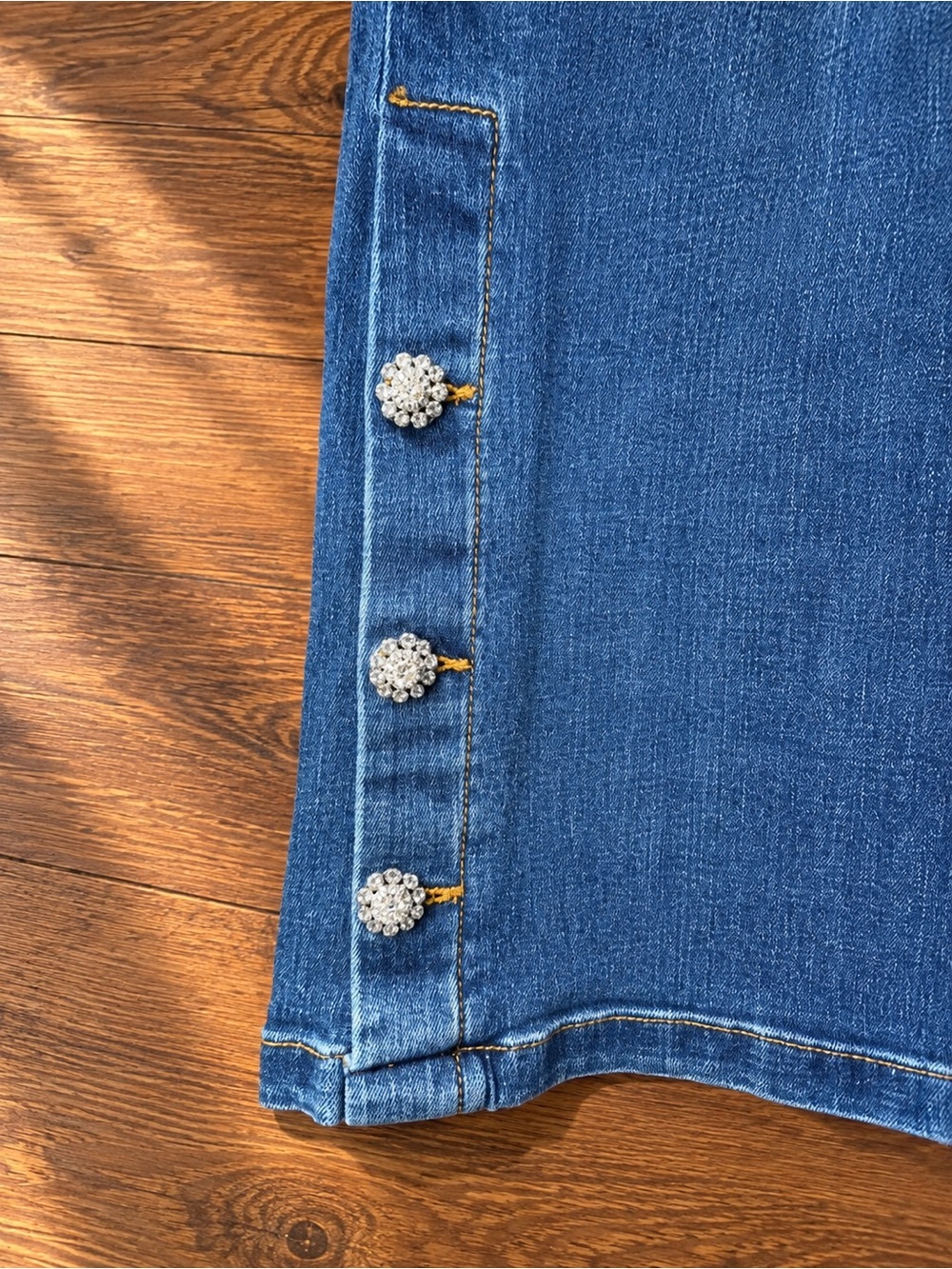 Rebel Queen by Liu Jo Bootcut Jeans with Embellished Lower Legs Sz 33 NWOT - Picture 3 of 5